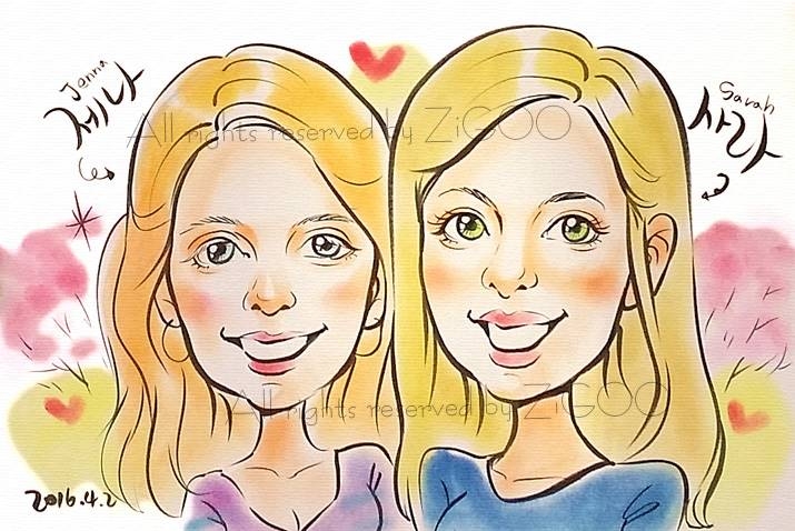 수작업 캐리커쳐(외국인)