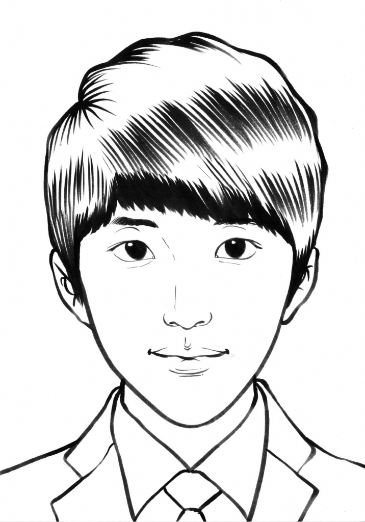 수작업 흑백 캐리커쳐 주문제작